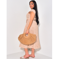 Robe chemise longue en crochet à nouer Robe chemise longue en crochet à nouer