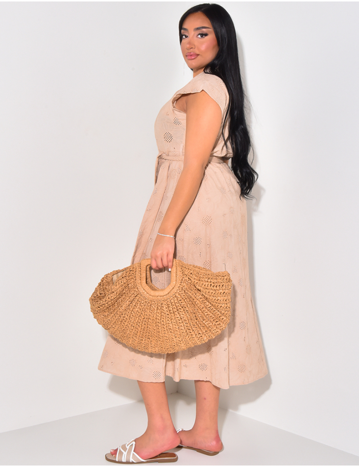 Robe chemise longue en crochet à nouer Robe chemise longue en crochet à nouer