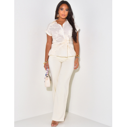 Asymmetric shirt with embossed pattern, short sleeves Asymmetric shirt with embossed pattern, short sleeves