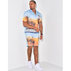 Ensemble short et chemise à motifs palmiers Ensemble short et chemise à motifs palmiers