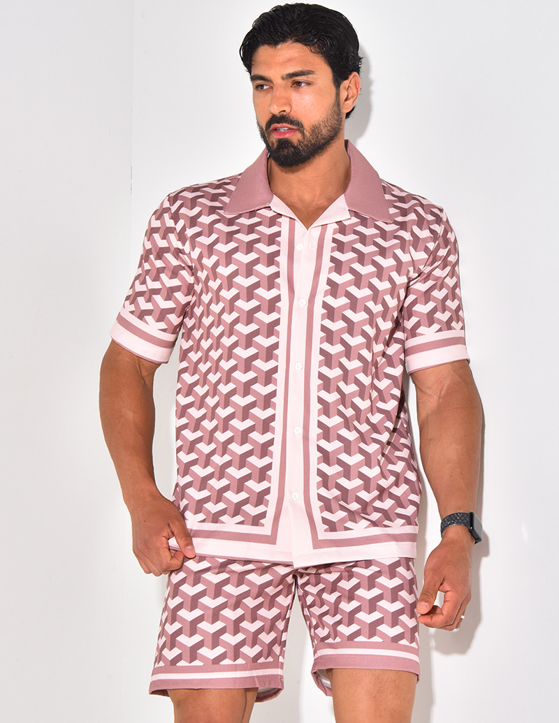 Ensemble short et chemise à motifs