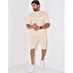 Ensemble short et t-shirt ajouré Ensemble short et t-shirt ajouré