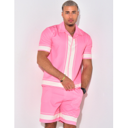 Ensemble short et chemise manches courtes à motifs étoiles Ensemble short et chemise manches courtes à motifs étoiles