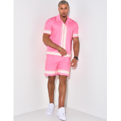 Ensemble short et chemise manches courtes à motifs étoiles Ensemble short et chemise manches courtes à motifs étoiles