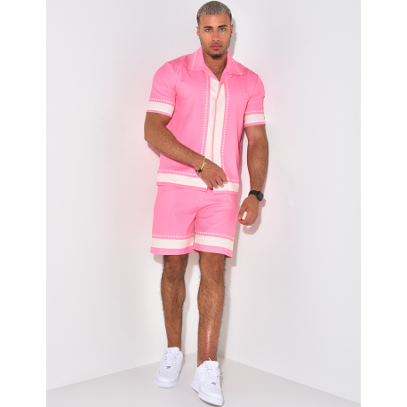 Ensemble short et chemise manches courtes à motifs étoiles Ensemble short et chemise manches courtes à motifs étoiles