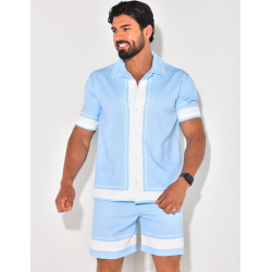 Ensemble short et chemise manches courtes à motifs étoiles Ensemble short et chemise manches courtes à motifs étoiles