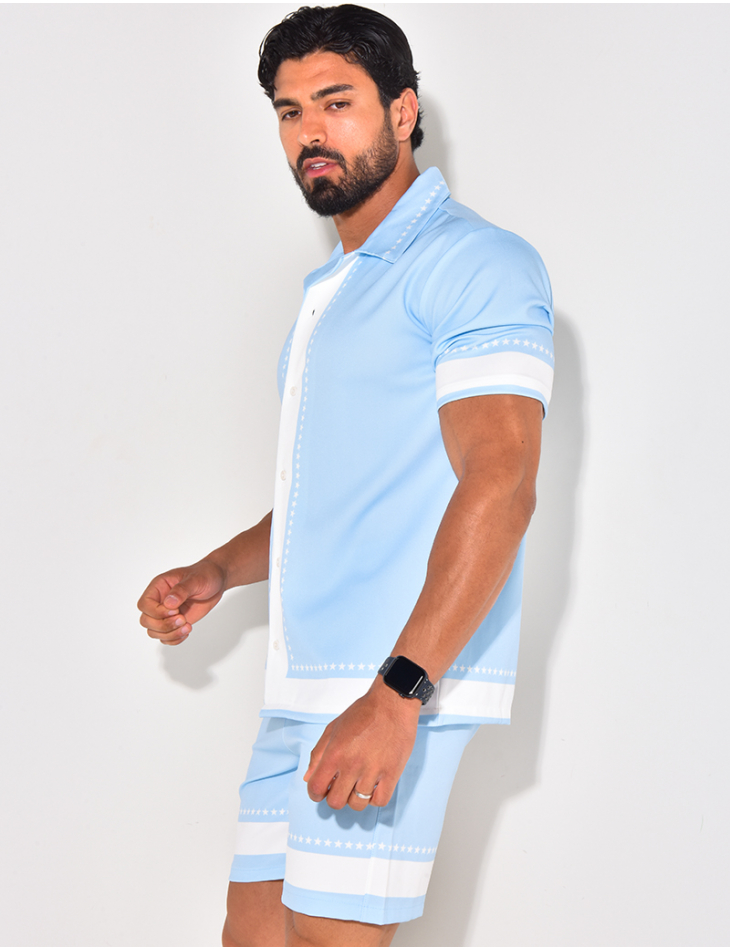 Ensemble short et chemise manches courtes à motifs étoiles Ensemble short et chemise manches courtes à motifs étoiles