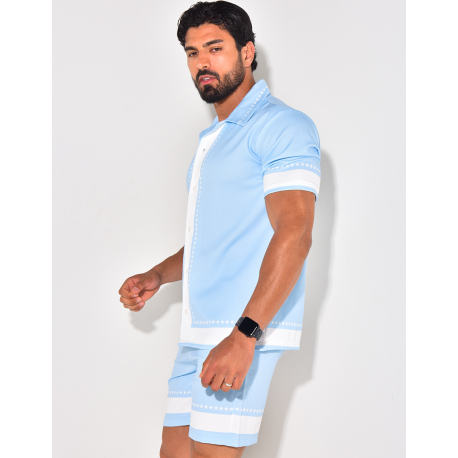 Ensemble short et chemise manches courtes à motifs étoiles Ensemble short et chemise manches courtes à motifs étoiles