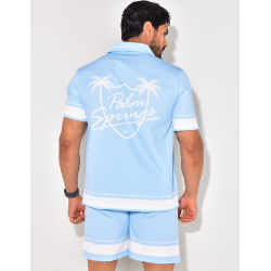 Ensemble short et chemise manches courtes à motifs étoiles Ensemble short et chemise manches courtes à motifs étoiles