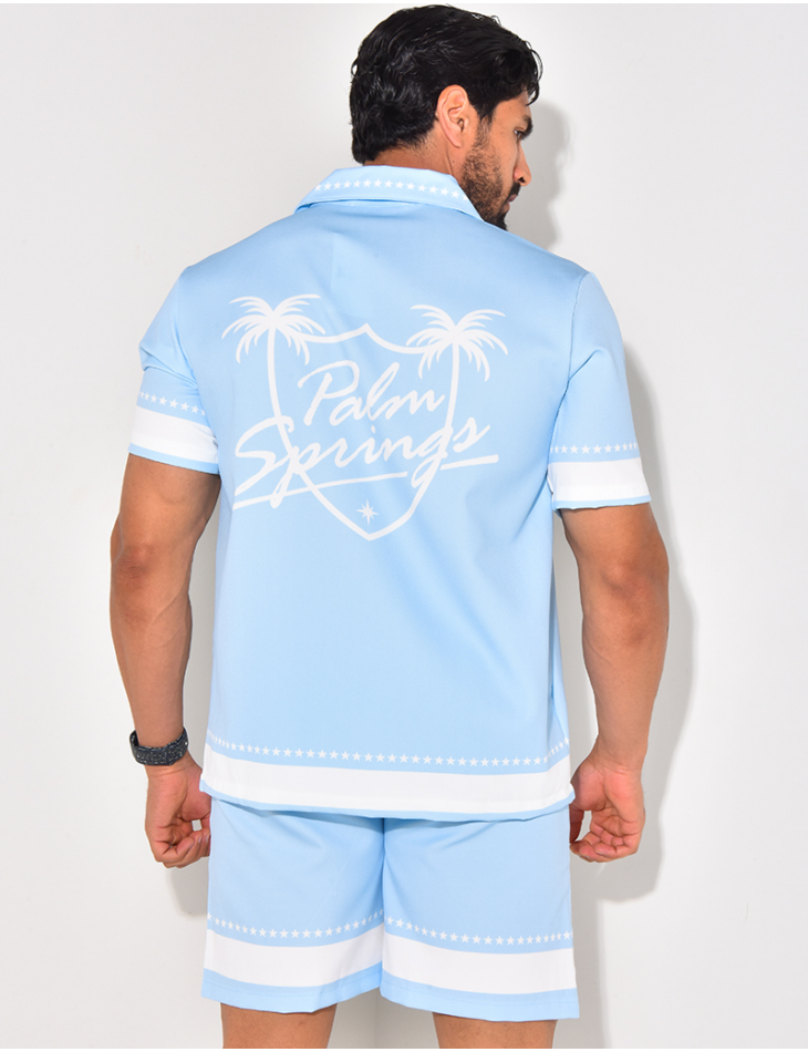 Ensemble short et chemise manches courtes à motifs étoiles Ensemble short et chemise manches courtes à motifs étoiles