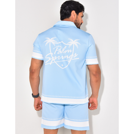 Ensemble short et chemise manches courtes à motifs étoiles Ensemble short et chemise manches courtes à motifs étoiles