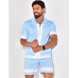 Ensemble short et chemise manches courtes à motifs étoiles Ensemble short et chemise manches courtes à motifs étoiles