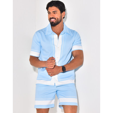 Ensemble short et chemise manches courtes à motifs étoiles Ensemble short et chemise manches courtes à motifs étoiles
