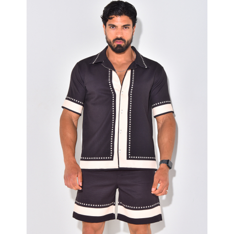 Ensemble short et chemise manches courtes à motifs étoiles Ensemble short et chemise manches courtes à motifs étoiles