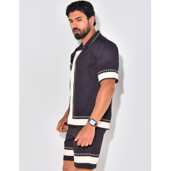 Ensemble short et chemise manches courtes à motifs étoiles Ensemble short et chemise manches courtes à motifs étoiles