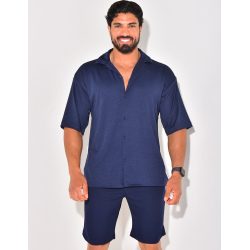 Ensemble short et chemise manches courtes texturé Ensemble short et chemise manches courtes texturé