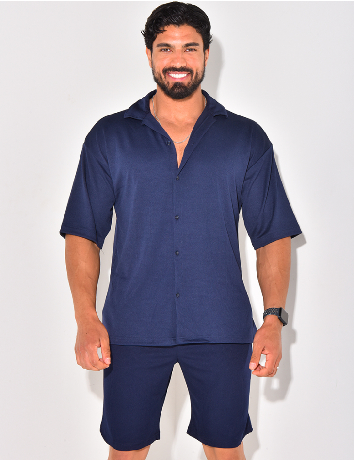 Ensemble short et chemise manches courtes texturé Ensemble short et chemise manches courtes texturé