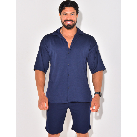 Ensemble short et chemise manches courtes texturé Ensemble short et chemise manches courtes texturé
