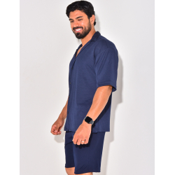 Ensemble short et chemise manches courtes texturé Ensemble short et chemise manches courtes texturé