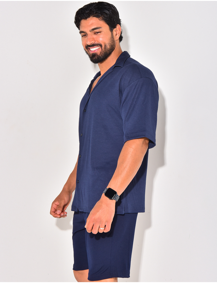 Ensemble short et chemise manches courtes texturé Ensemble short et chemise manches courtes texturé