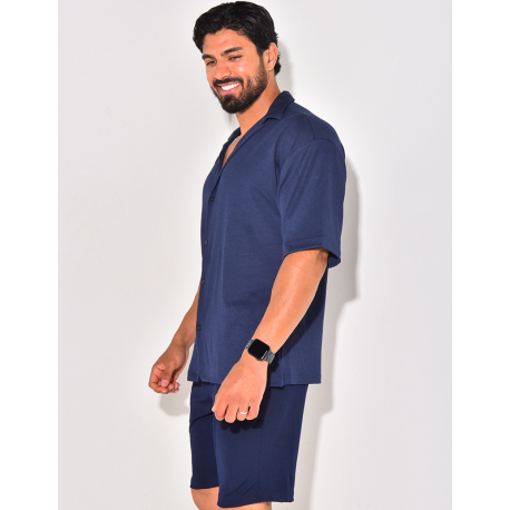 Ensemble short et chemise manches courtes texturé Ensemble short et chemise manches courtes texturé