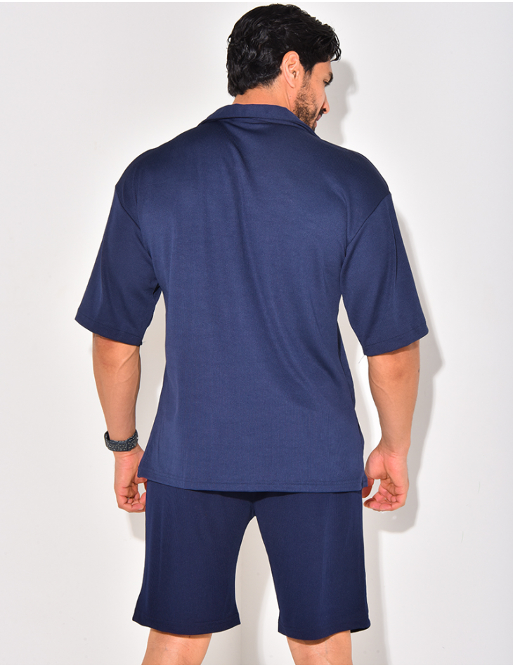 Ensemble short et chemise manches courtes texturé Ensemble short et chemise manches courtes texturé