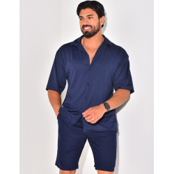 Ensemble short et chemise manches courtes texturé Ensemble short et chemise manches courtes texturé
