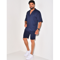 Ensemble short et chemise manches courtes texturé Ensemble short et chemise manches courtes texturé