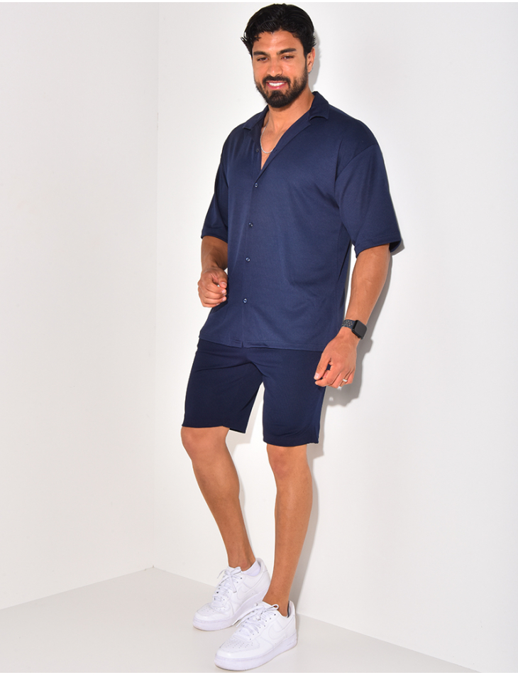 Ensemble short et chemise manches courtes texturé Ensemble short et chemise manches courtes texturé