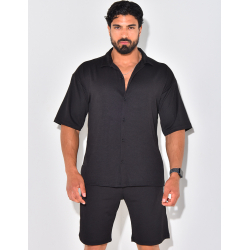 Ensemble short et chemise manches courtes texturé Ensemble short et chemise manches courtes texturé
