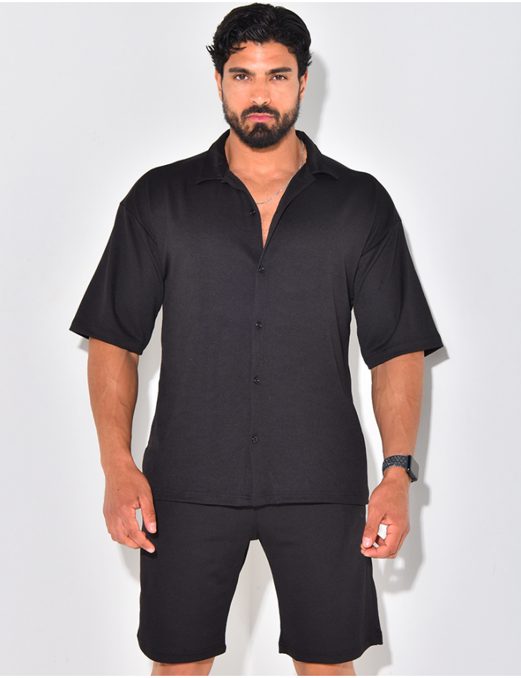 Ensemble short et chemise manches courtes texturé Ensemble short et chemise manches courtes texturé