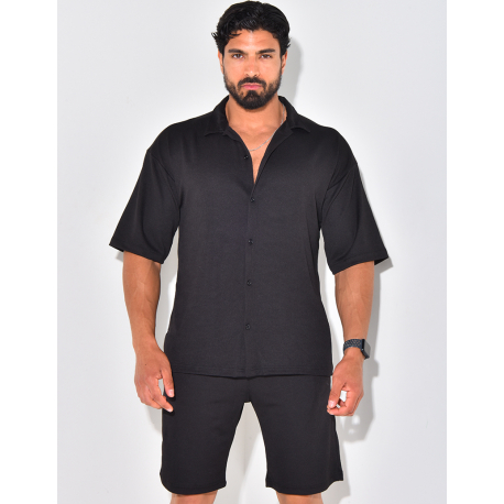 Ensemble short et chemise manches courtes texturé Ensemble short et chemise manches courtes texturé