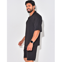 Ensemble short et chemise manches courtes texturé Ensemble short et chemise manches courtes texturé