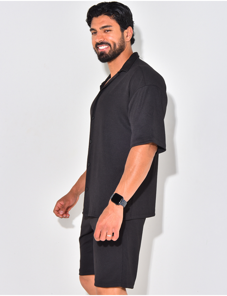 Ensemble short et chemise manches courtes texturé Ensemble short et chemise manches courtes texturé