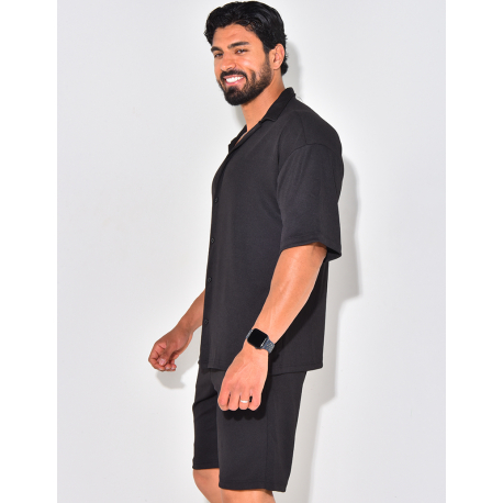 Ensemble short et chemise manches courtes texturé Ensemble short et chemise manches courtes texturé