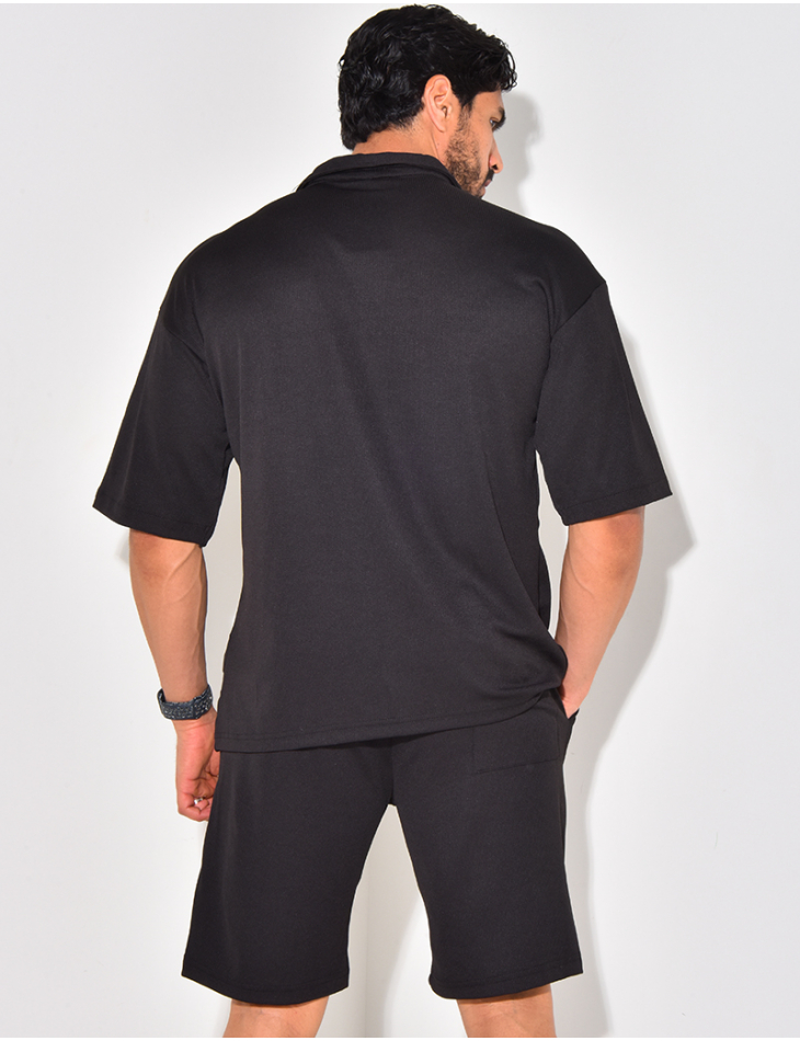 Ensemble short et chemise manches courtes texturé Ensemble short et chemise manches courtes texturé