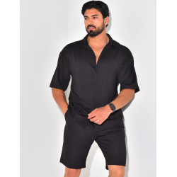 Ensemble short et chemise manches courtes texturé Ensemble short et chemise manches courtes texturé
