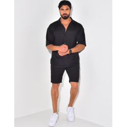 Ensemble short et chemise manches courtes texturé Ensemble short et chemise manches courtes texturé