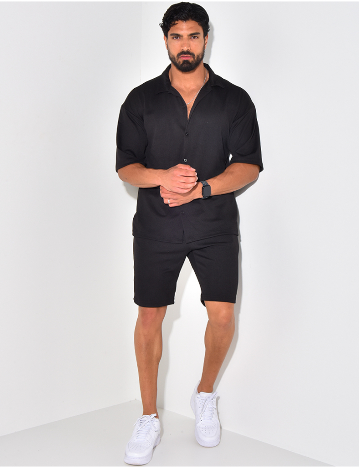 Ensemble short et chemise manches courtes texturé Ensemble short et chemise manches courtes texturé
