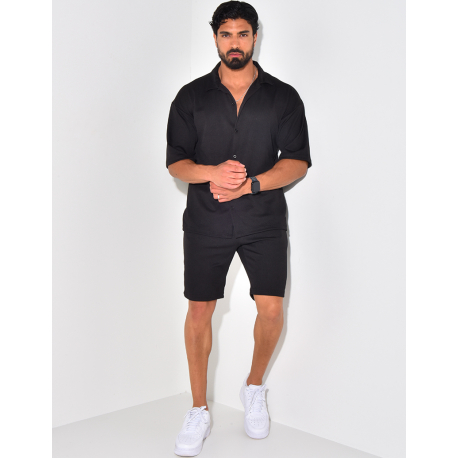 Ensemble short et chemise manches courtes texturé Ensemble short et chemise manches courtes texturé