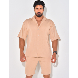 Ensemble short et chemise manches courtes texturé Ensemble short et chemise manches courtes texturé