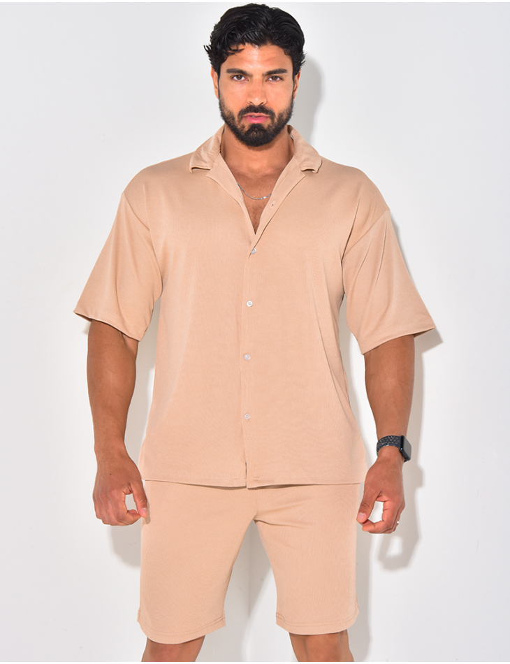 Ensemble short et chemise manches courtes texturé Ensemble short et chemise manches courtes texturé