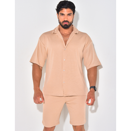 Ensemble short et chemise manches courtes texturé Ensemble short et chemise manches courtes texturé