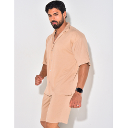 Ensemble short et chemise manches courtes texturé Ensemble short et chemise manches courtes texturé