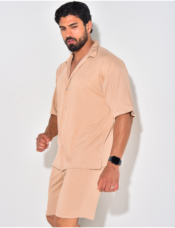 Ensemble short et chemise manches courtes texturé Ensemble short et chemise manches courtes texturé