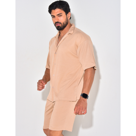 Ensemble short et chemise manches courtes texturé Ensemble short et chemise manches courtes texturé