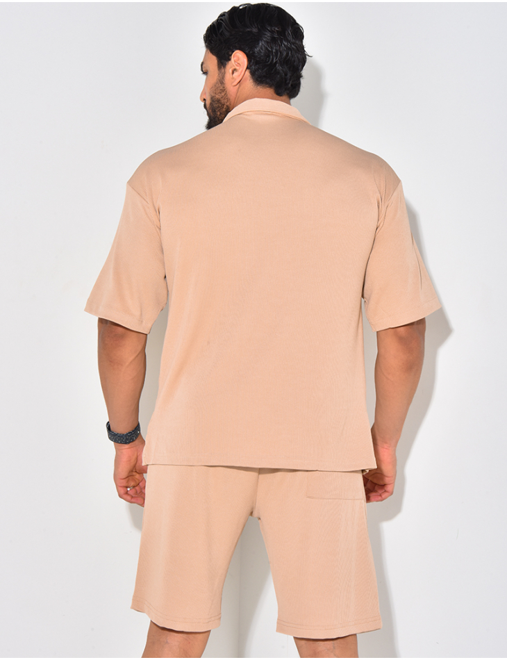 Ensemble short et chemise manches courtes texturé Ensemble short et chemise manches courtes texturé