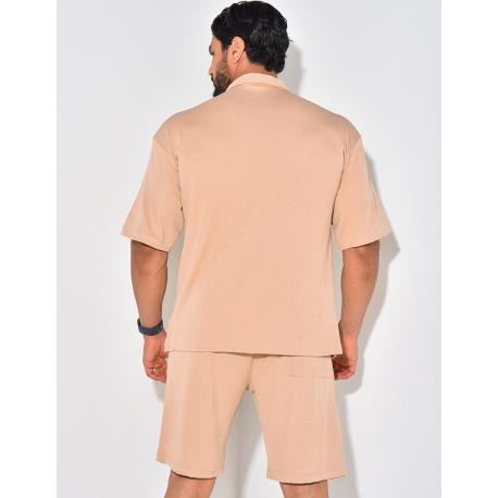 Ensemble short et chemise manches courtes texturé Ensemble short et chemise manches courtes texturé