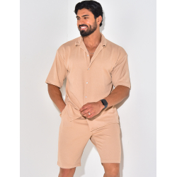 Ensemble short et chemise manches courtes texturé Ensemble short et chemise manches courtes texturé