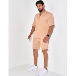 Ensemble short et chemise manches courtes texturé Ensemble short et chemise manches courtes texturé